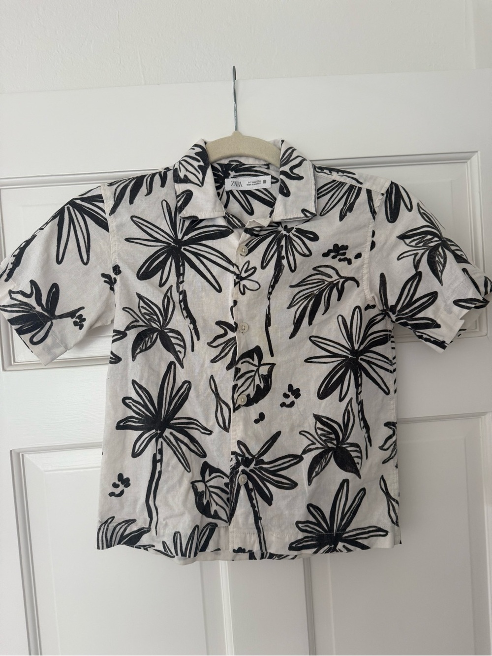 Zara kids Black & White Tropical Print Short Sleeve Shirt